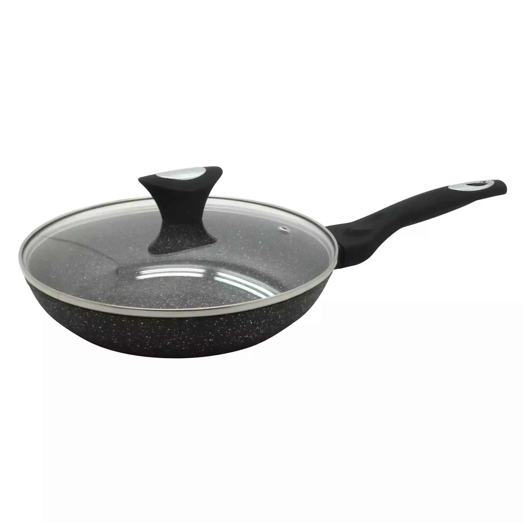 Aliumininė keptuvė su marmurine danga ir dangčiu, Ø24 cm, pilka KB-7039