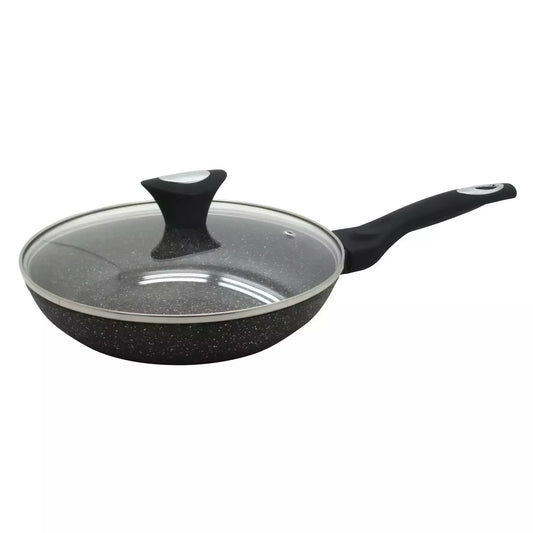 Aliumininė keptuvė su marmurine danga ir dangčiu, Ø24 cm, pilka KB-7039