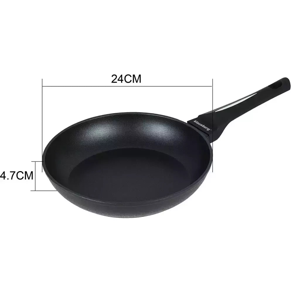 Aliumininė keptuvė su marmurine danga, Ø24 cm, juoda KB-7689