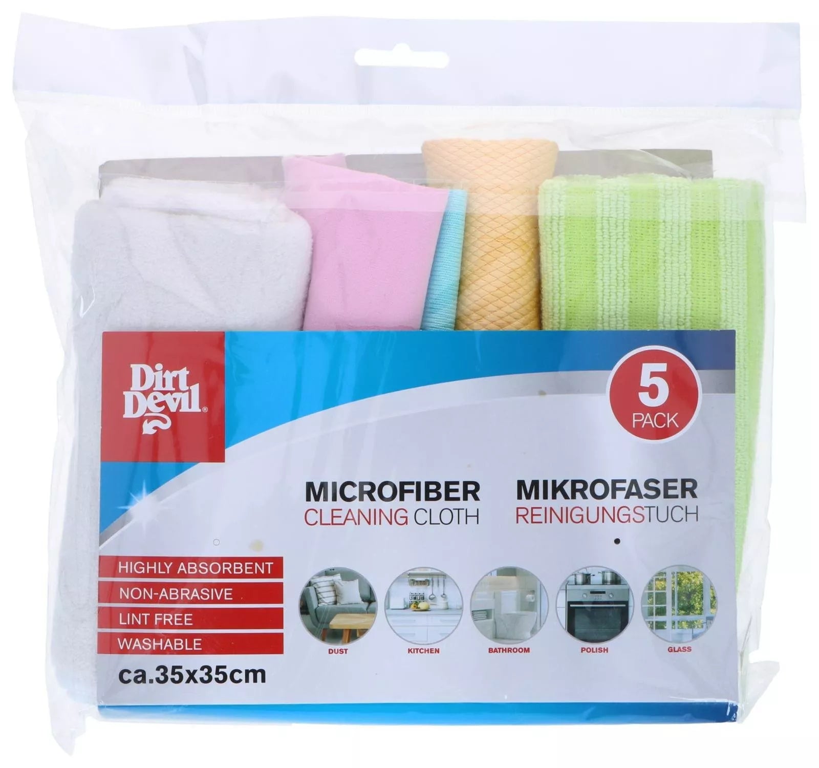 Dirt Devil mikropluošto valymo šluostės, 35 × 35 cm, 5 vnt. 871125249554