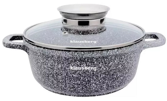 Klausberg aliumininis marmurinis puodas su dangčiu, 2,3 l, Ø20 cm KB-7520