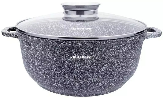 Klausberg aliuminis puodas su marmurine danga, pilkas, Ø28 cm, 6,5 l KB-7524