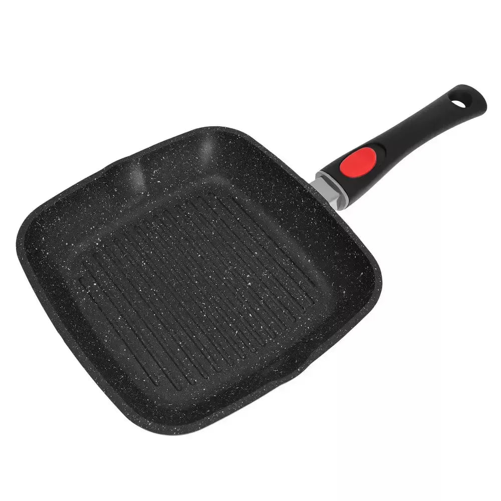 KINGHoff aliumininė keptuvė su marmurine danga ir nuimama rankena, Ø24 cm, juoda KH-1510