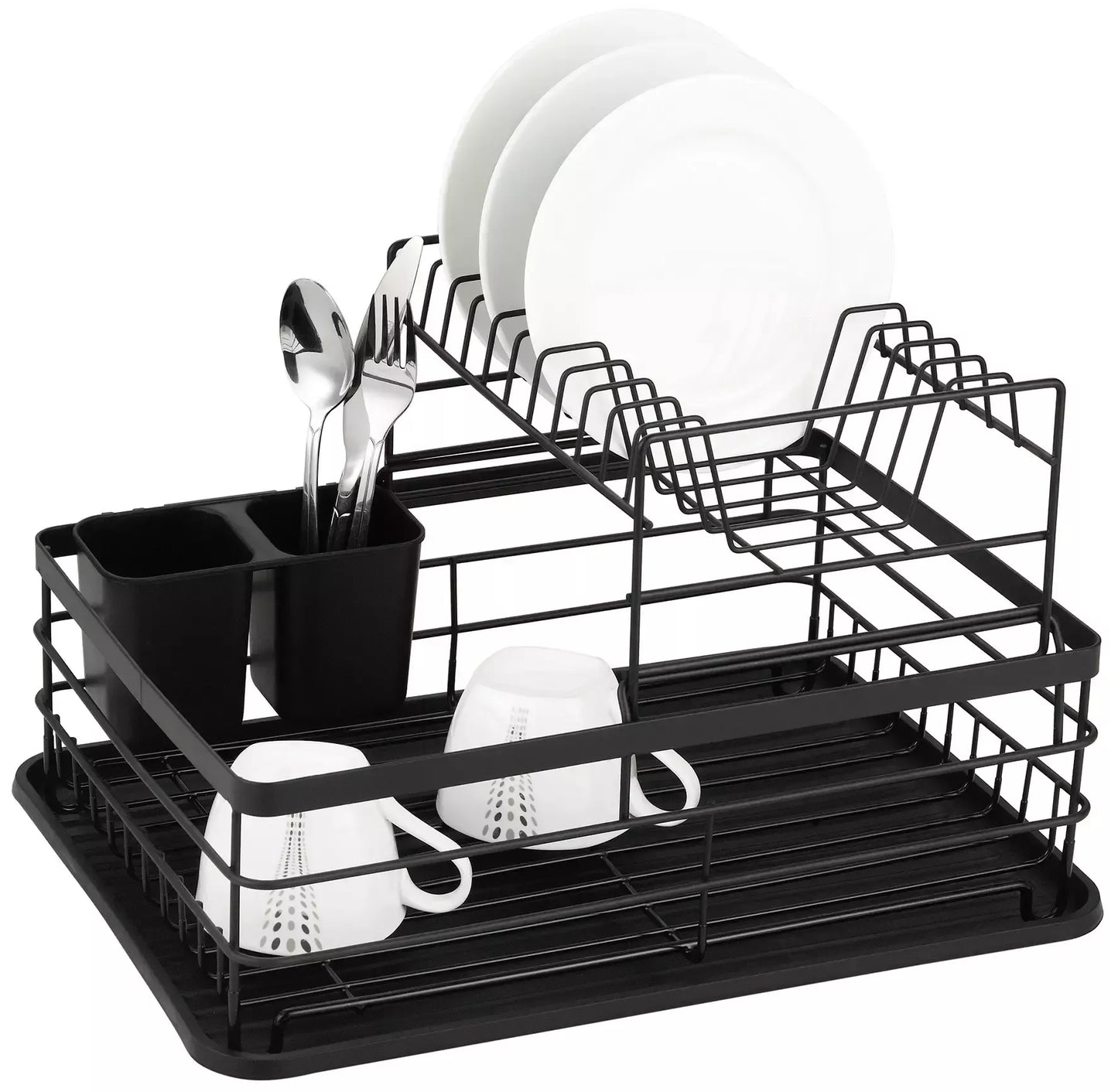 Kinghoff dviejų eilių indų džiovyklė, plienas–plastikas, juoda KH-1716