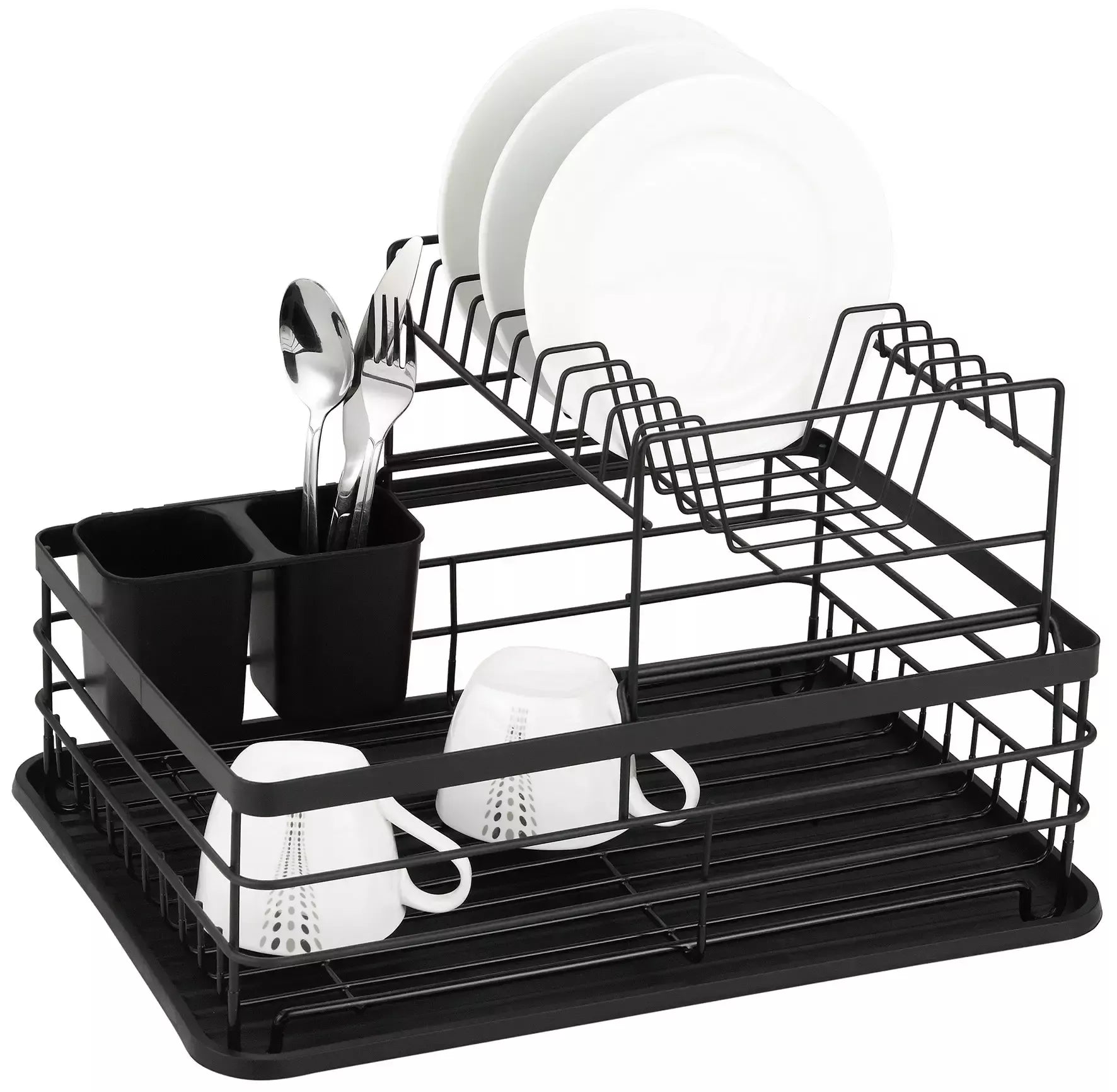 Kinghoff dviejų eilių indų džiovyklė, plienas–plastikas, juoda KH-1716