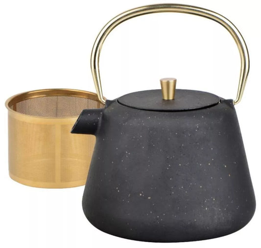 KINGHoff ketaus arbatinukas su sieteliu, 1 l, juodas KH-1932