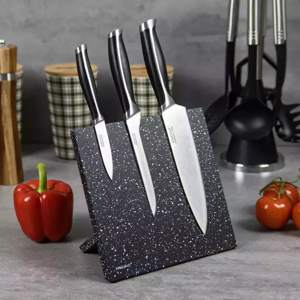 Kinghoff magnetinis peilių laikiklis juodas marmuro efekto KH-1560