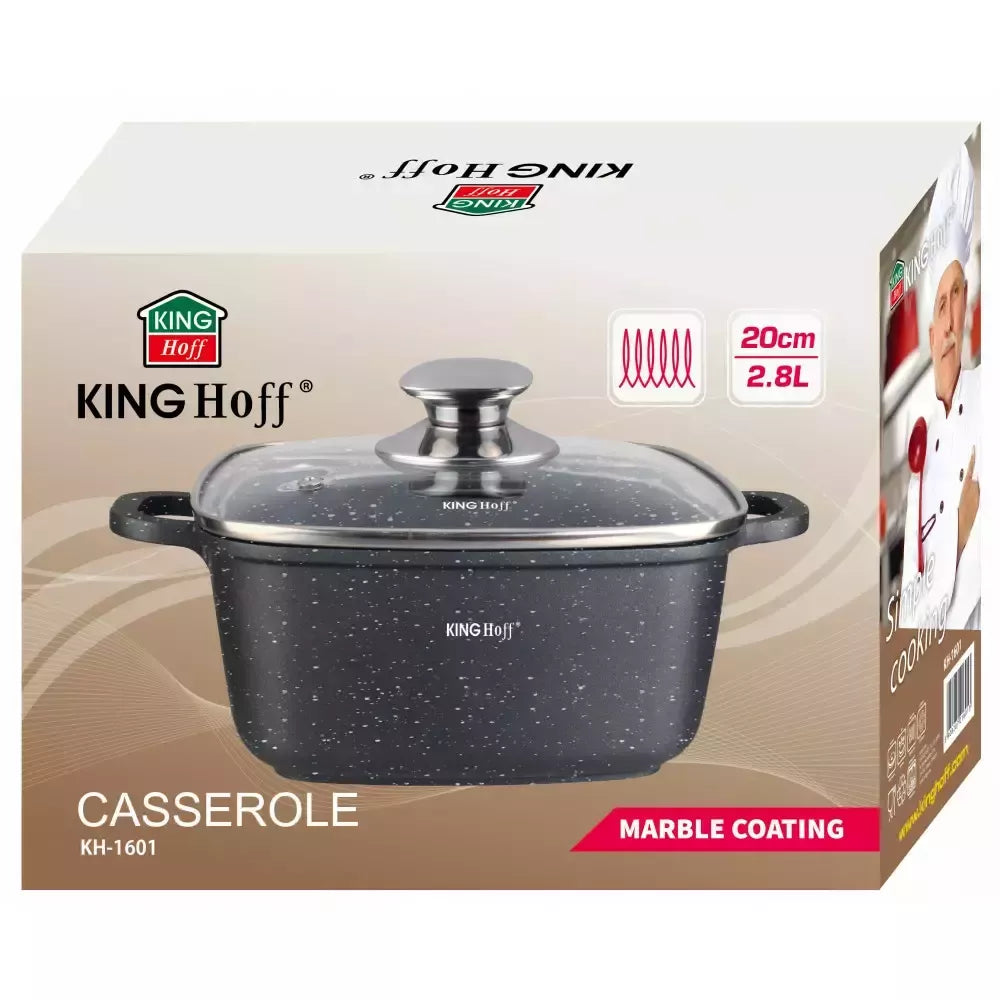 KINGHoff marmurinis puodas su dangčiu, 2,8 l, 20×20 cm KH-1601