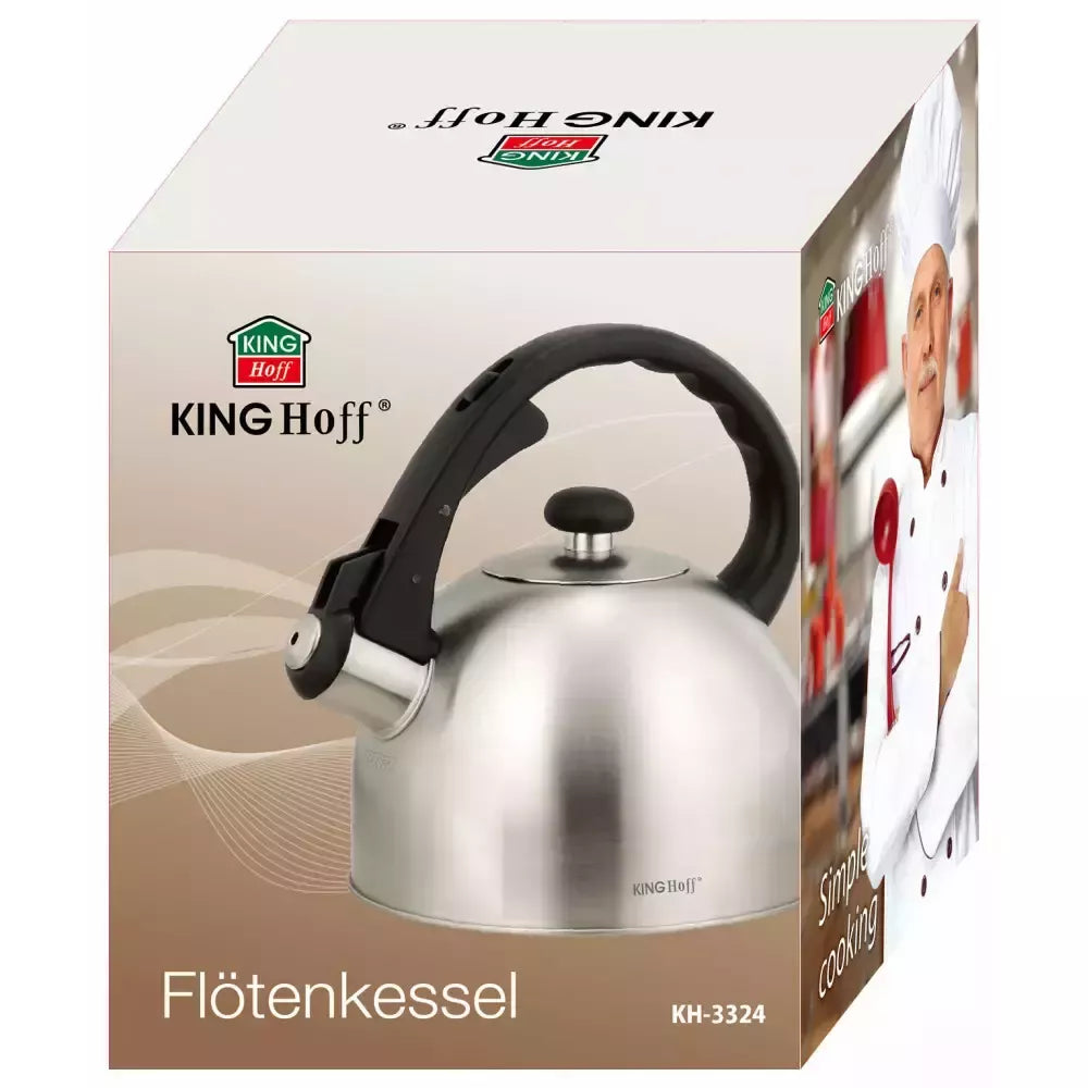 KINGHoff nerūdijančio plieno virdulys su švilpuku, 2 l, sidabrinis KH-3324