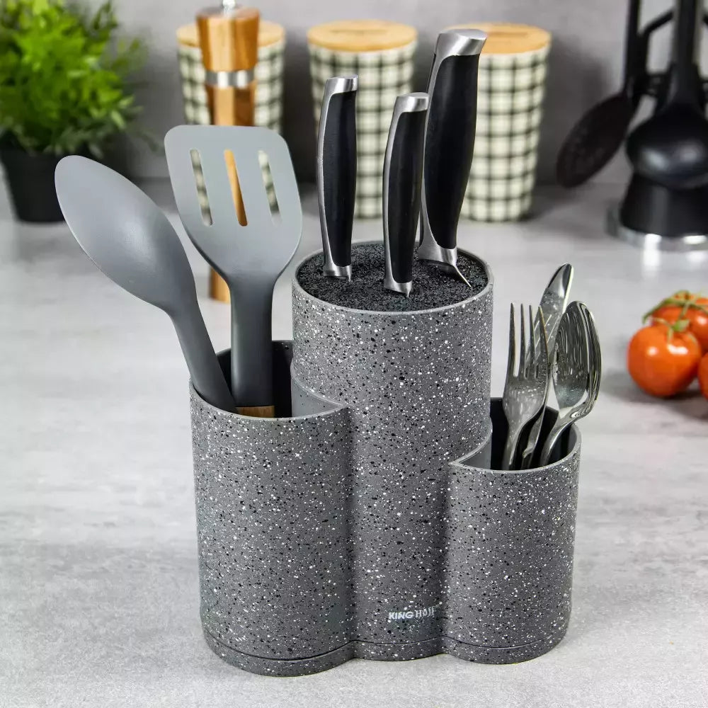 Kinghoff peilių stovas 3 in 1 marmuro rašto KH-1568