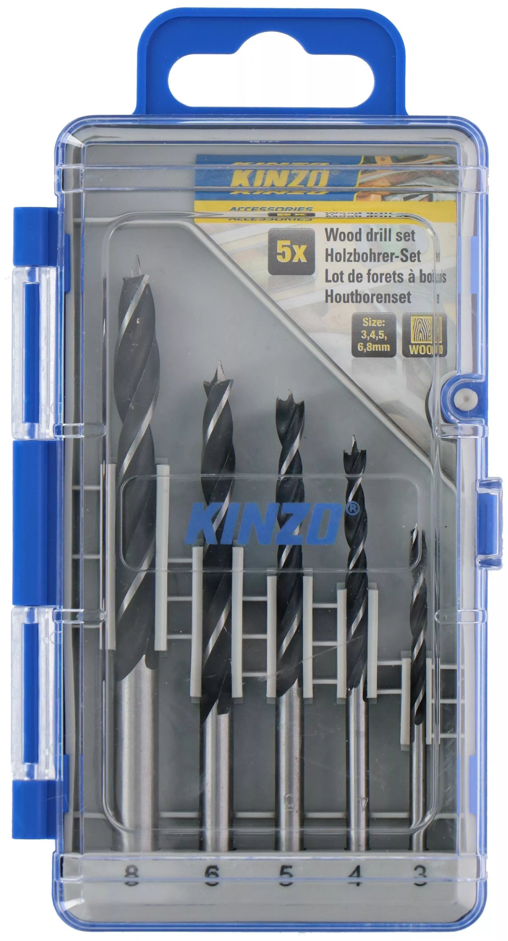 KINZO medienos grąžtų rinkinys 3–8 mm 871125217124