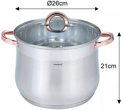 Klausberg nerūdijančio plieno puodas su dangčiu, 10,7 l, Ø26 cm KB-7794