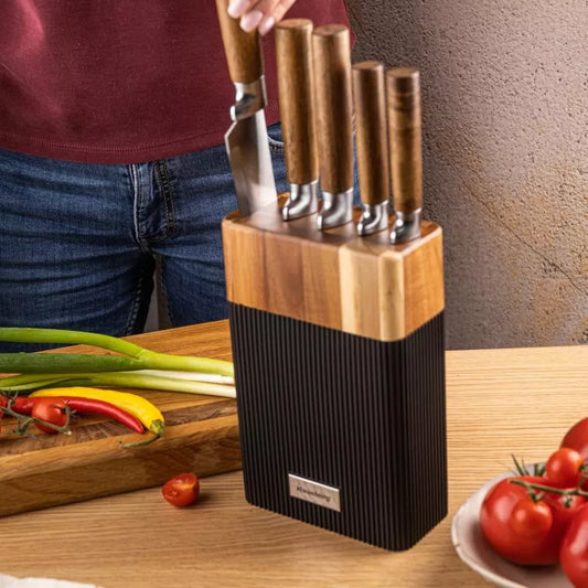 Klausberg peilių rinkinys su akacijos medienos stovu 6 dalių KB-7981