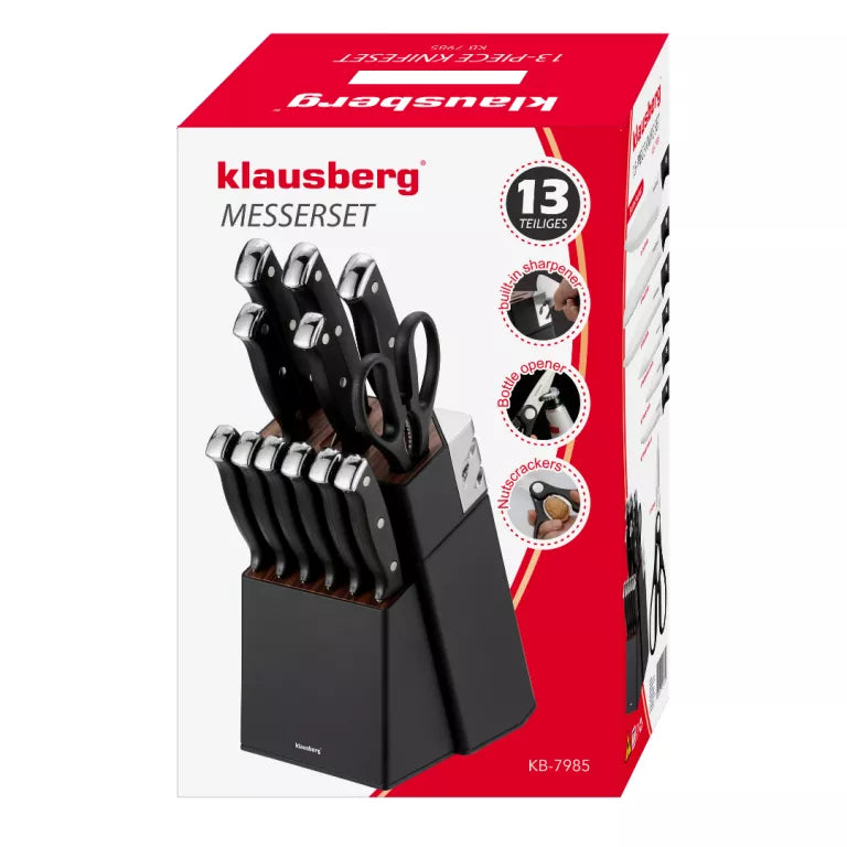 Klausberg peilių rinkinys su stovu ir galąstuvu 13 dalių KB-7985