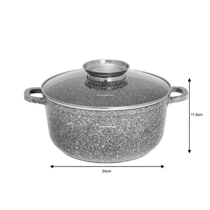Klausberg puodų rinkinys 6 dalių pilkas marmuro efekto Ø20 / 24 / 28 cm KB-7533