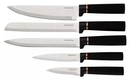 Klausberg virtuvinių peilių ir pjaustymo lentelių rinkinys su stovu, 10 dalių, KB-7834