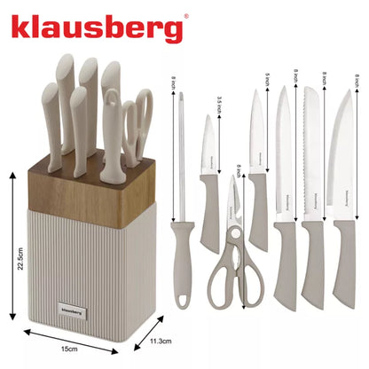 Klausberg peilių rinkinys su akacijos medienos stovu 8 dalių KB-7984