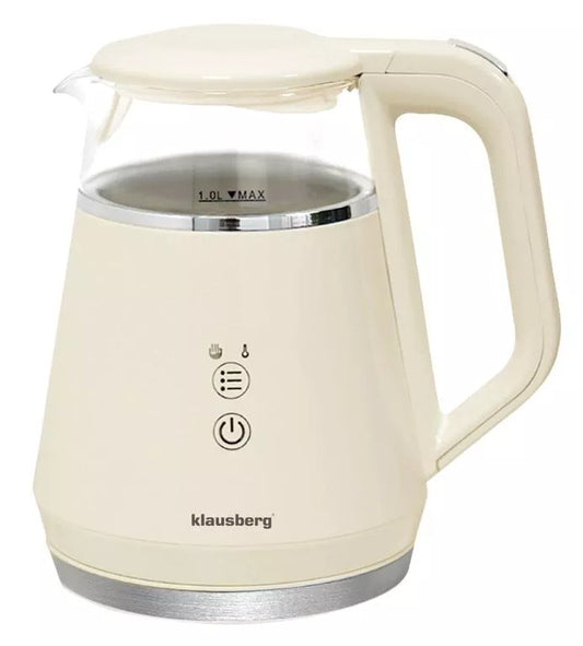 Klausberg elektrinis virdulys, stiklinis, LED valdymas, 1 l KB-7893