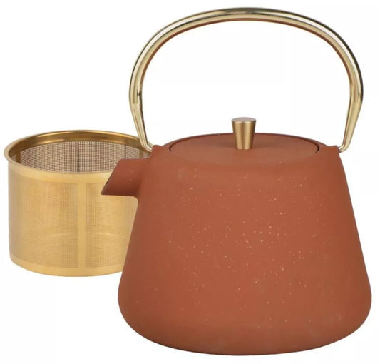 KINGHoff ketaus arbatinukas su sieteliu, 1 l, plytinės spalvos KH-1934