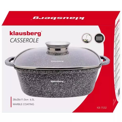 Klausberg aliumininis marmurinis puodas su dangčiu, 6,5 l, 28×28 cm KB-7532