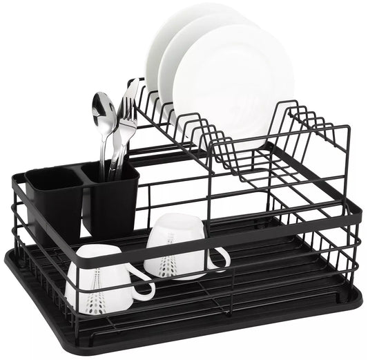 Kinghoff dviejų eilių indų džiovyklė, plienas–plastikas, juoda KH-1716