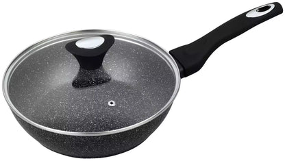 Aliumininė keptuvė su marmurine danga ir dangčiu, Ø28 cm, pilka KB-7296