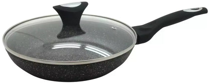 Aliumininė keptuvė su marmurine danga ir dangčiu, Ø22 cm, pilka KB-7038